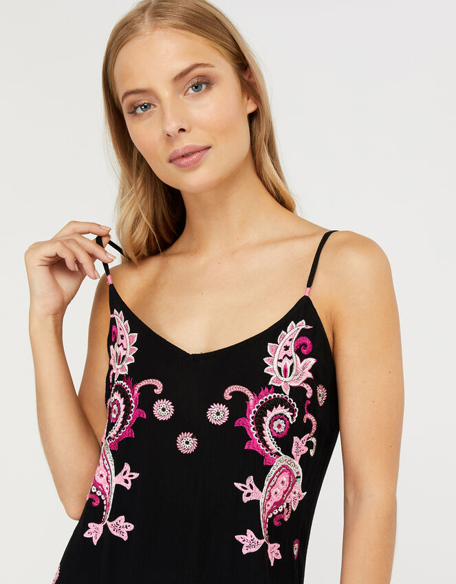 Embroidered Midi Dress in LENZING™ ECOVERO™, Black (BLACK), large