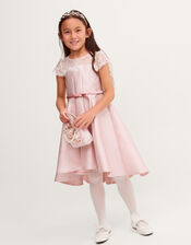 Angelina Lace Satin Party Dress, Pink (DUSKY PINK), large