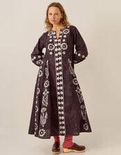 East Aimi Hand-Batik Cotton Dress, Blue (NAVY), large