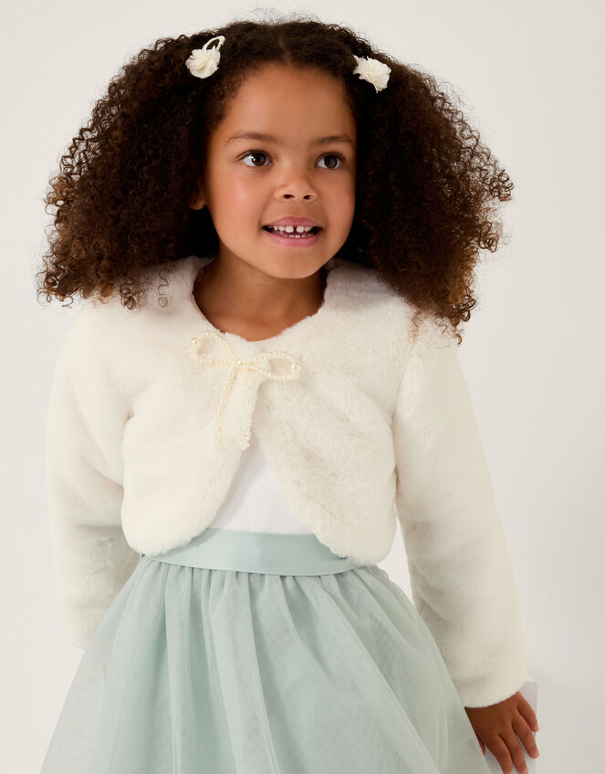 Marie Bow Faux Fur Shrug, Ivory (IVORY), large