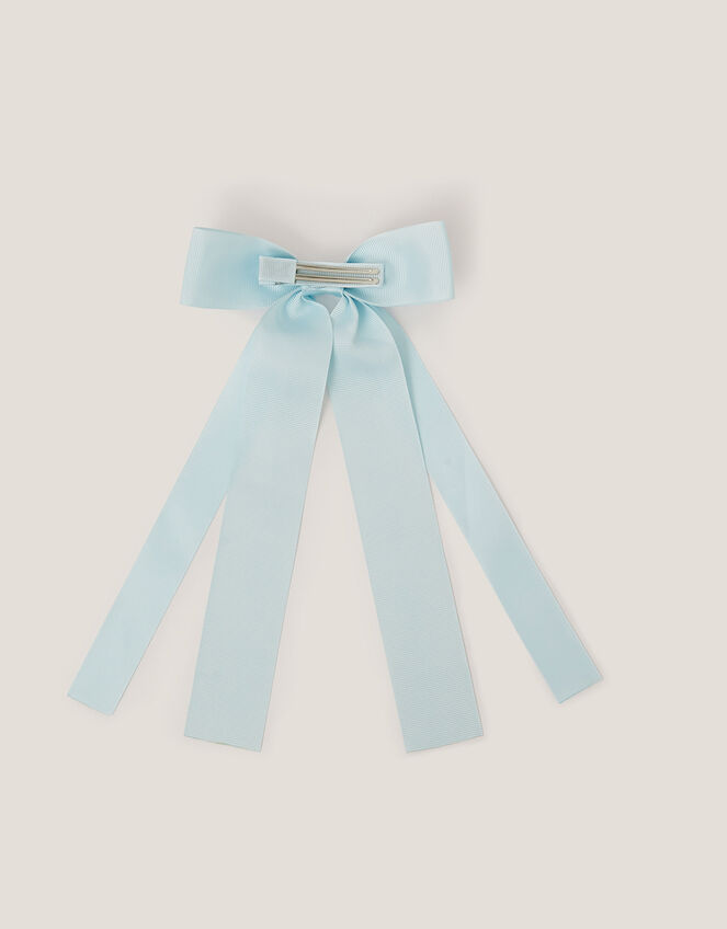 Ribbon Long Bow Hair Clip, Blue (PALE BLUE), large
