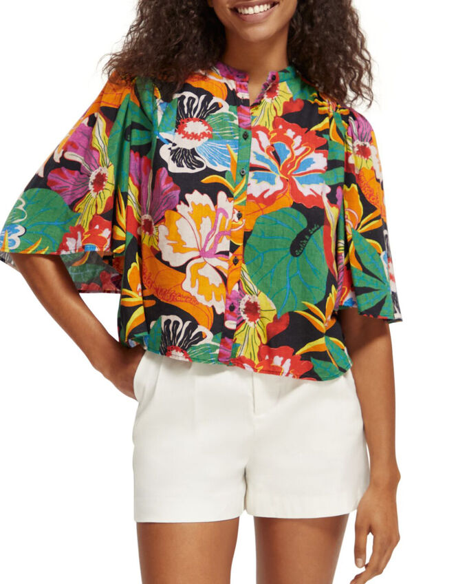 Scotch and Soda Flutter Sleeve Shirt, Multi (MULTI), large
