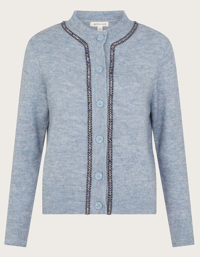 Tate Gemstone Trim Cardigan, Blue (PALE BLUE), large