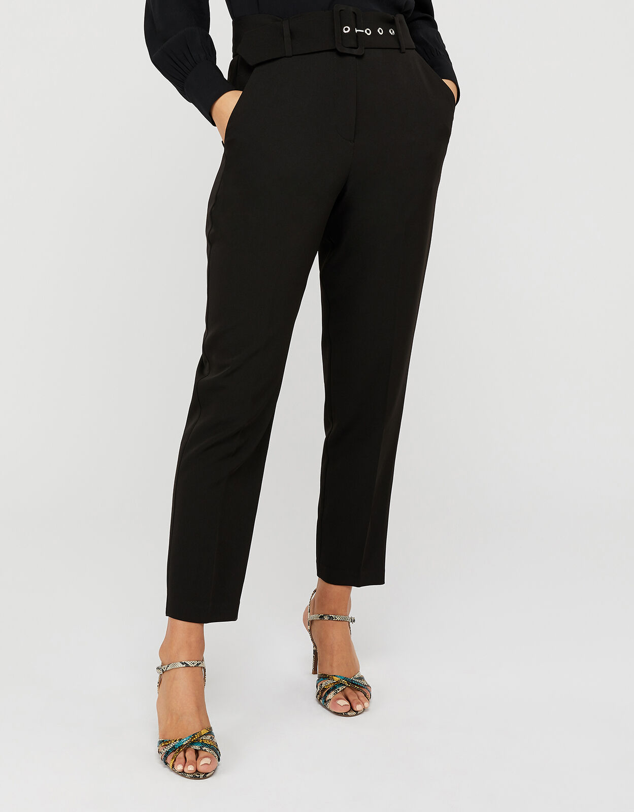 Womens tapered black trousers clearance