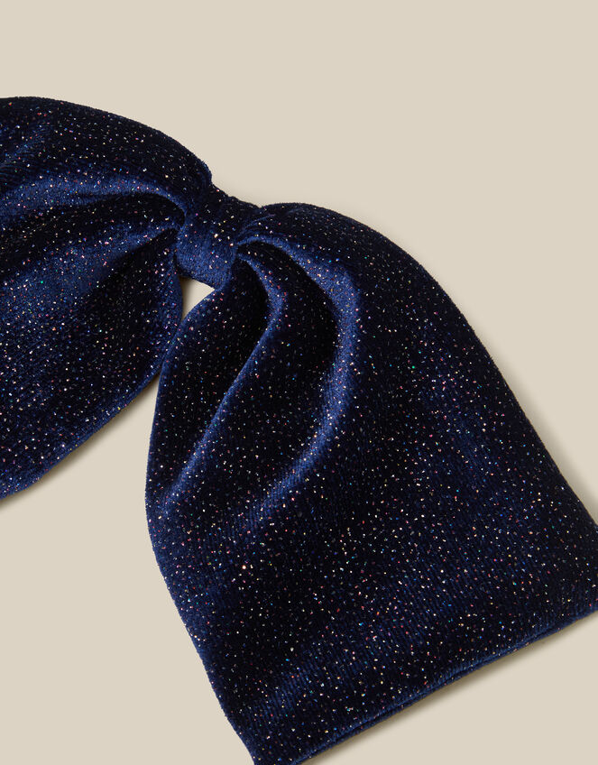Sparkle Velvet Bow Hair Clip, Blue (NAVY), large