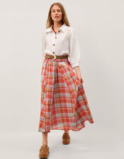 Cecily Check Midi Skirt, Orange (ORANGE), large