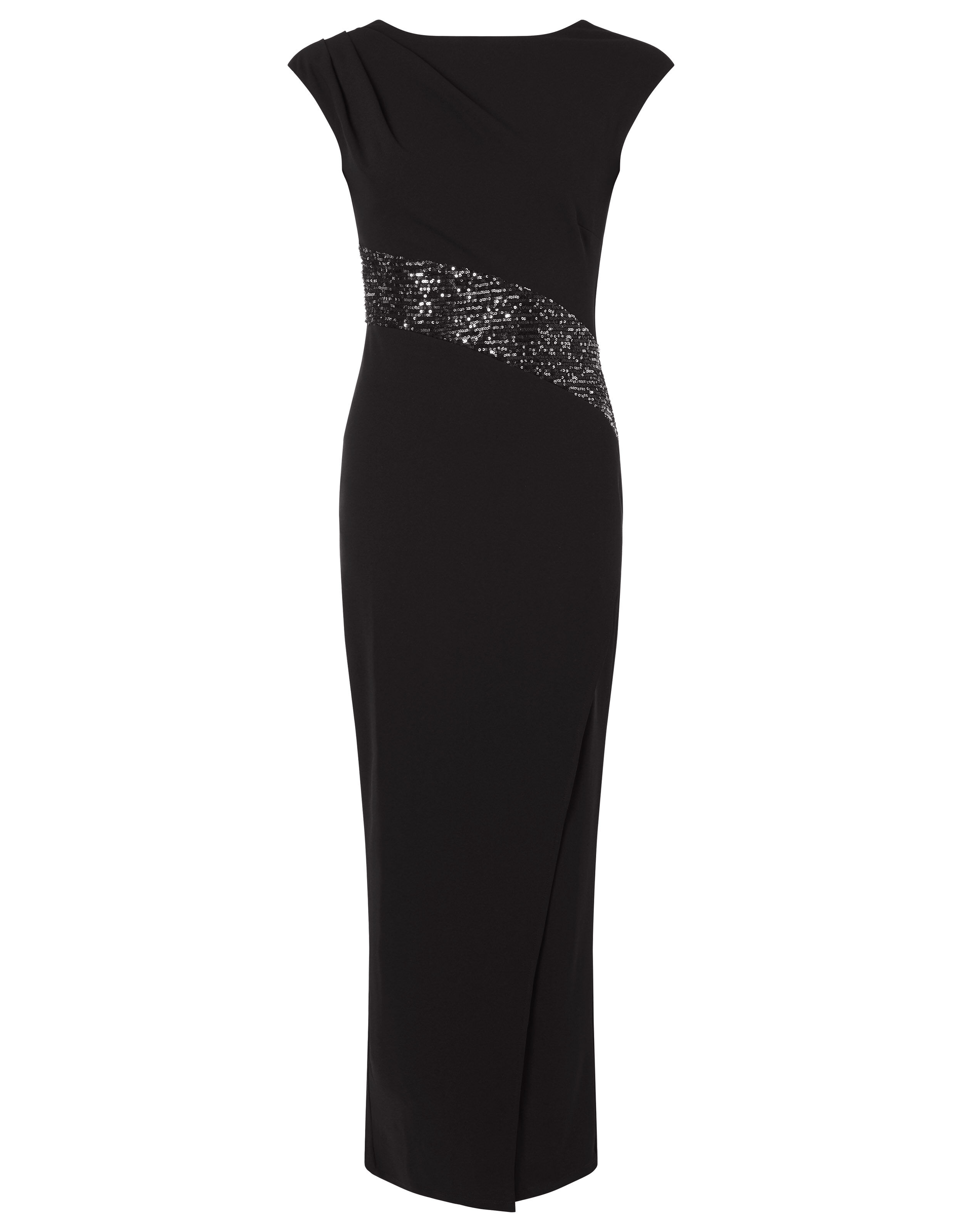 Olive Sequin Stretch Maxi Dress Black
