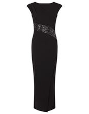 Olive Sequin Stretch Maxi Dress, Black (BLACK), large