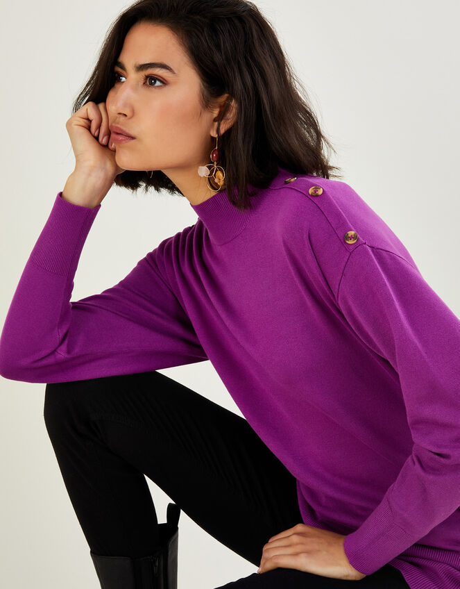 Turtle Neck Loose Jumper with LENZING™ ECOVERO™, Purple (PURPLE), large