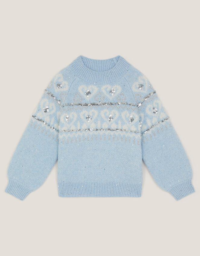 Sparkle Heart Jumper, Blue (BLUE), large