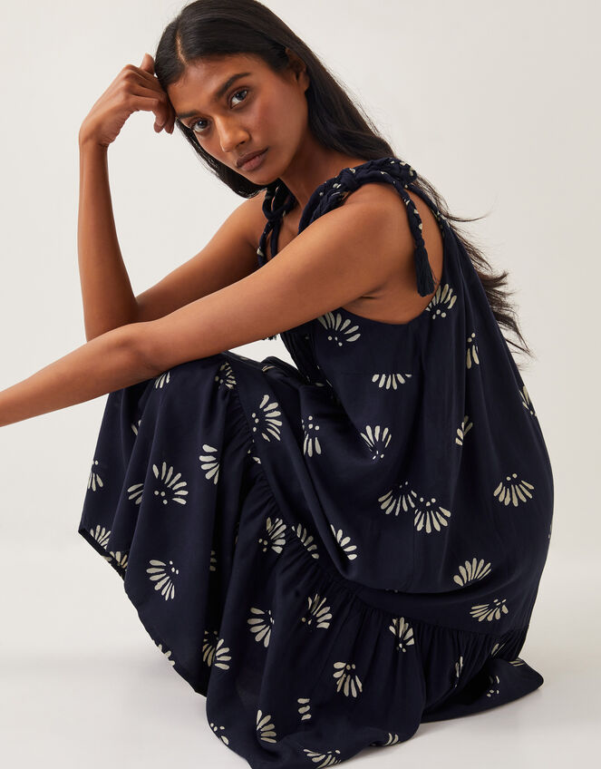 Briana Strappy Batik Mini Dress, Blue (NAVY), large