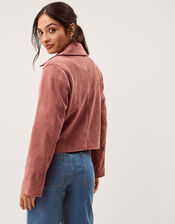 Sierra Scallop Faux Suede Jacket, Pink (ROSE), large