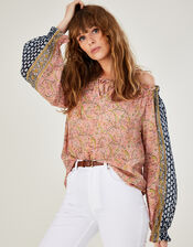 Gabriella Off-Shoulder Blouse in Sustainable Viscose, Orange (CORAL), large