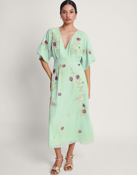 Rosalie Hand-Embellished Dress, Green (GREEN), large