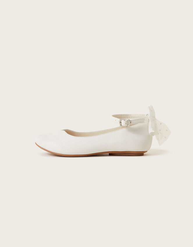 Spot Bow Communion Ballerina Flats, White (WHITE), large