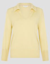 Cara Collar Cashmere Jumper, Yellow (YELLOW), large