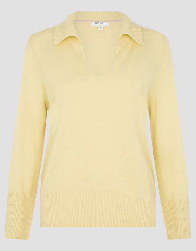 Cara Collar Cashmere Jumper, Yellow (YELLOW), large