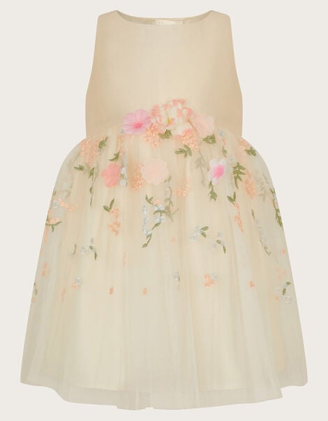 Baby Maggie 3D Floral Dress, Ivory (IVORY), large