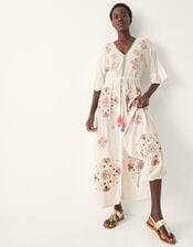 Juniper Embroidered Maxi Dress, White (WHITE), large