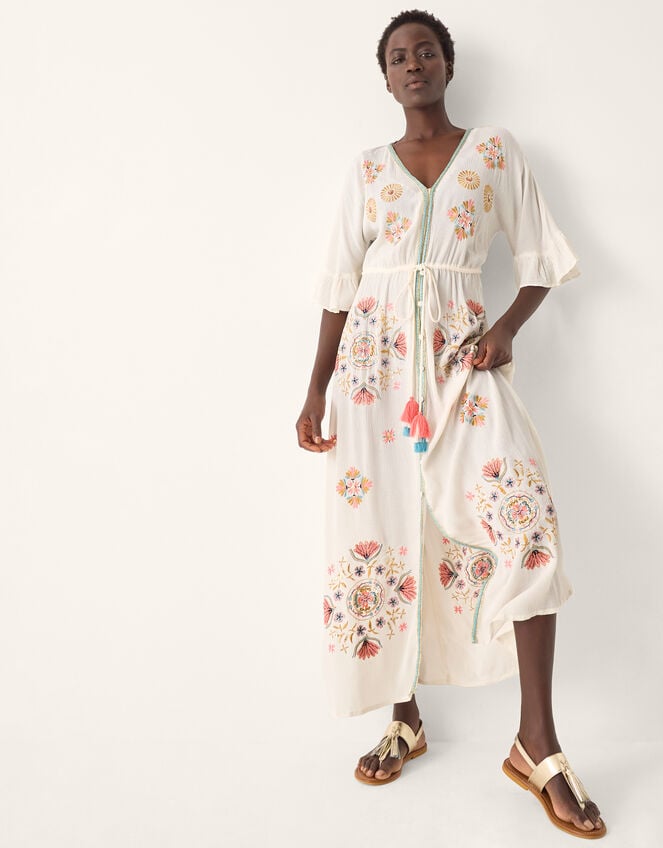 Juniper Embroidered Maxi Dress, White (WHITE), large