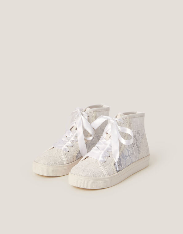 Lace High-Top Sneakers, Ivory (IVORY), large