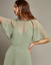 Mona Angel Sleeve Maxi Dress, Green (SAGE), large