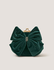 Velvet Bow Clip Frame Bag, Green (GREEN), large