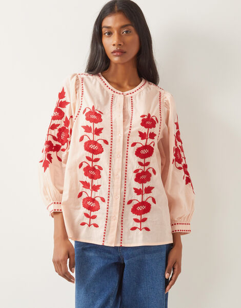 Bronte Floral Embroidered Blouse, Pink (PALE PINK), large