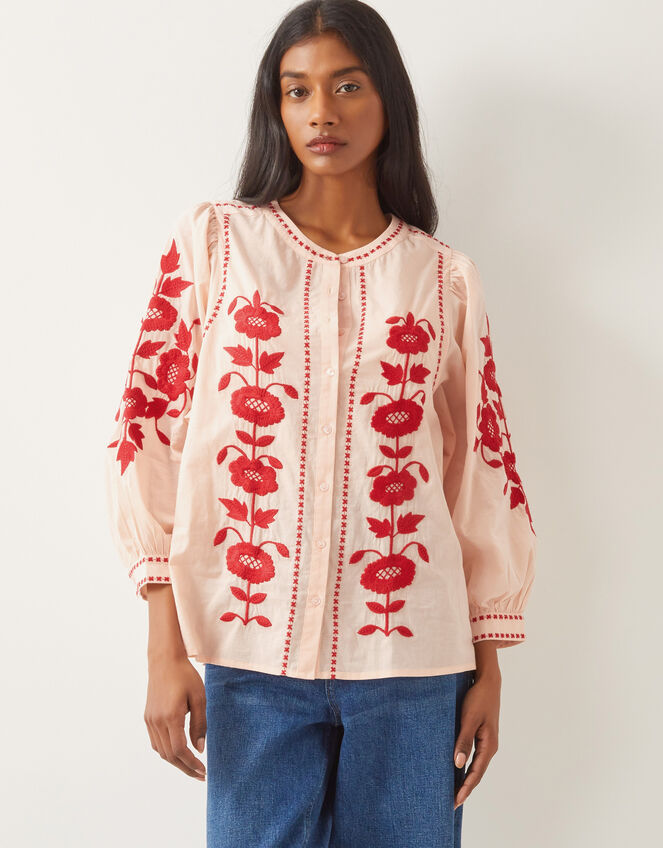 Bronte Floral Embroidered Blouse, Pink (PALE PINK), large