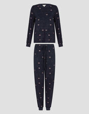 Stormi Star Print Long Pyjamas Set, Blue (NAVY), large
