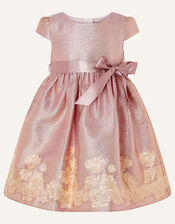 Baby Bordered Jacquard Dress , Pink (PINK), large