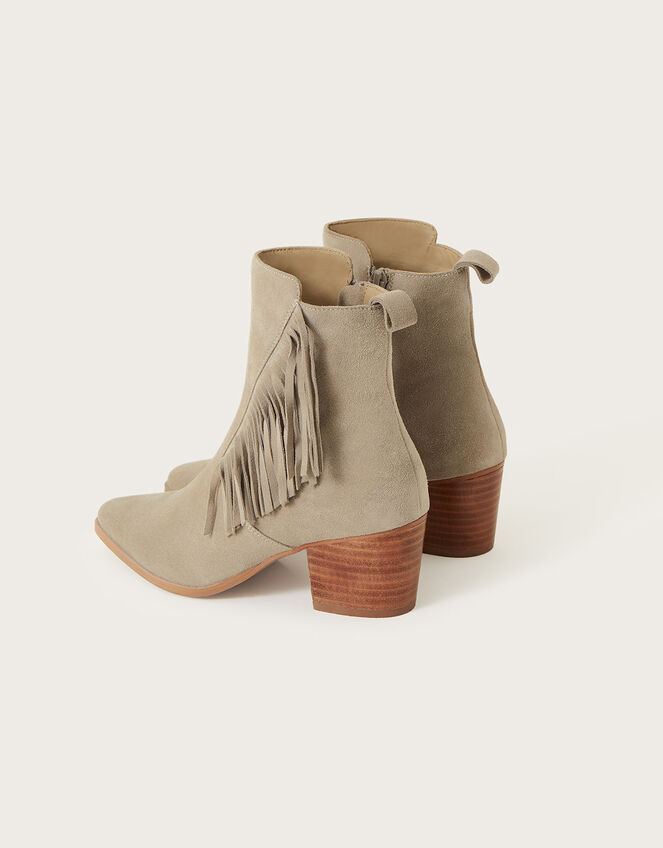 Fringe Suede Boots, Natural (STONE), large