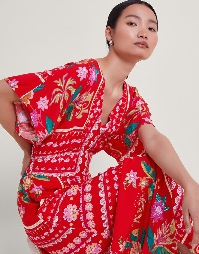 Sandie Floral Print Maxi Dress, Red (RED), large