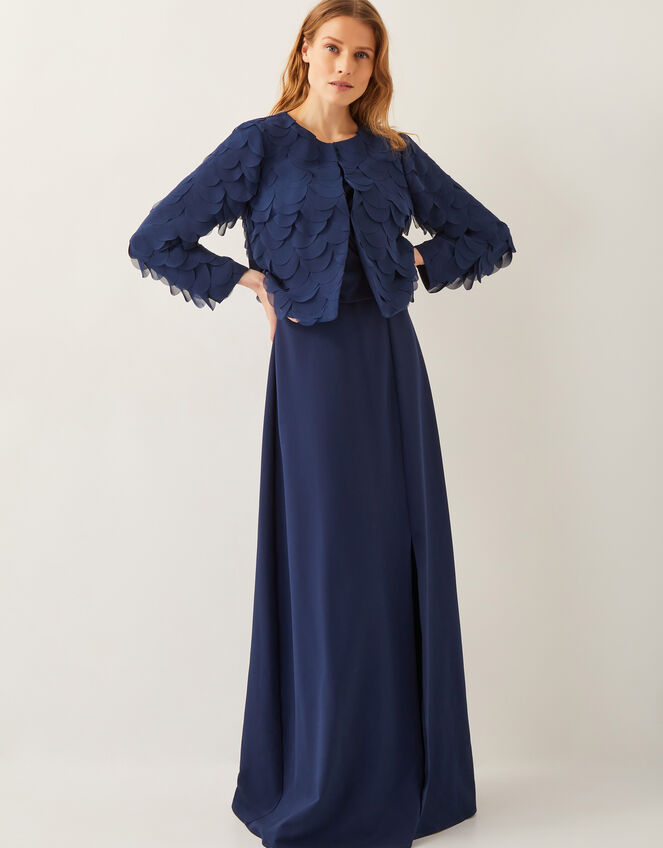 Elora Scalloped Chiffon Jacket, Blue (NAVY), large