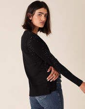 Hotfix Gem Cardigan with Sustainable Viscose, Black (BLACK), large