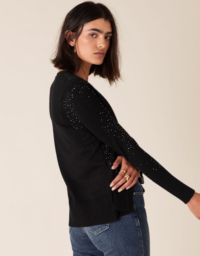 Hotfix Gem Cardigan with Sustainable Viscose, Black (BLACK), large