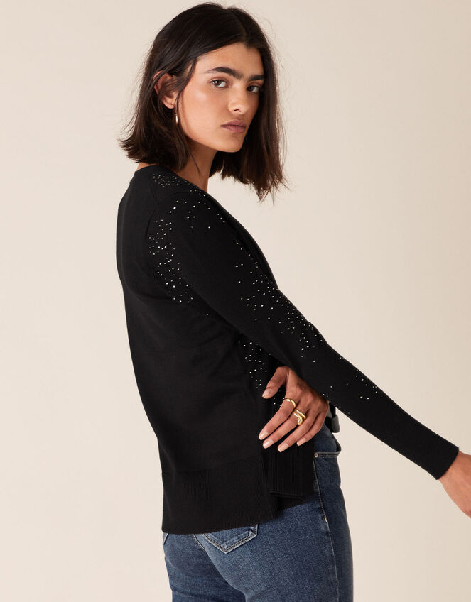 Hotfix Gem Cardigan with Sustainable Viscose, Black (BLACK), large
