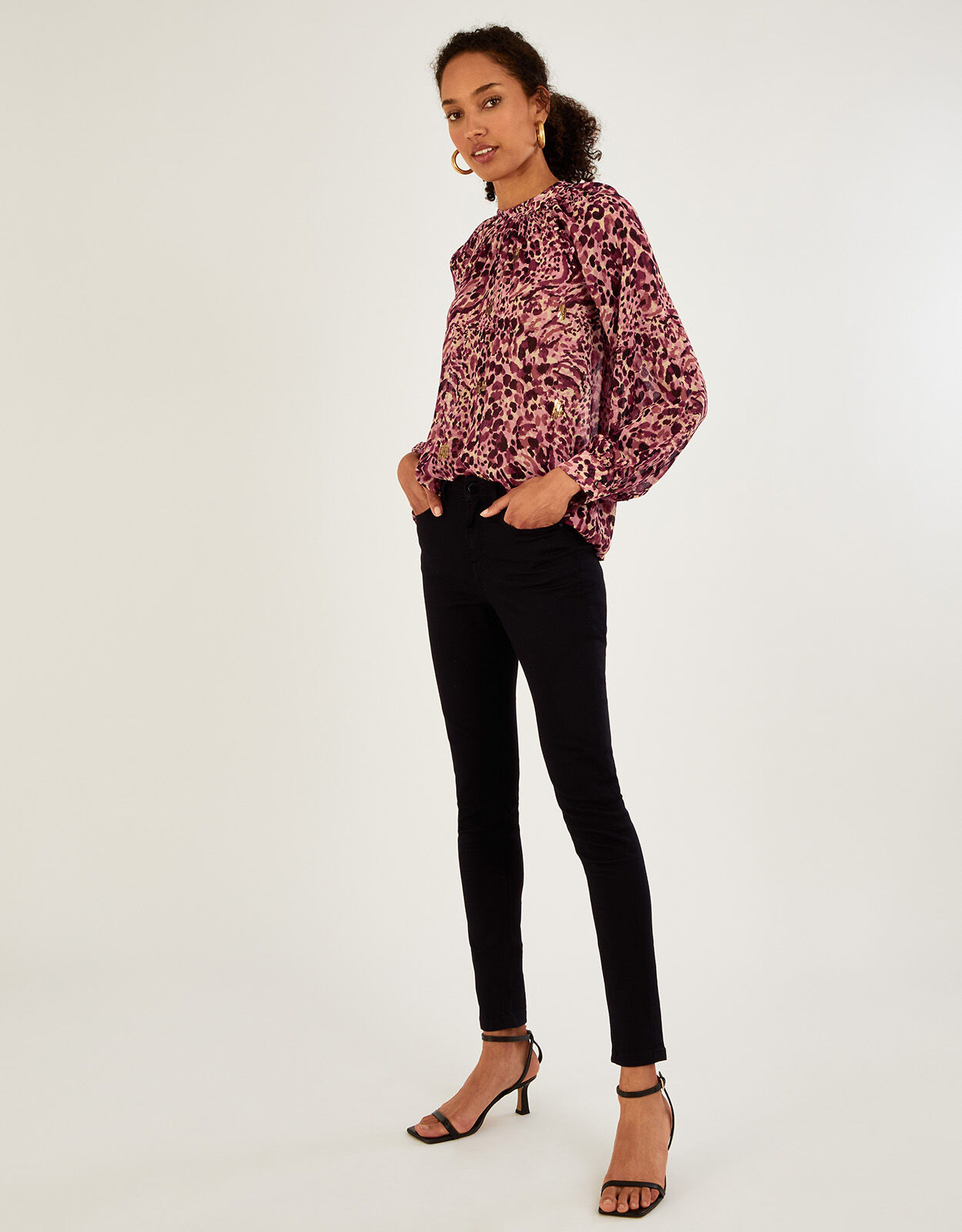 Animal Print Sequin Blouse Pink Tops T shirts Monsoon ROI
