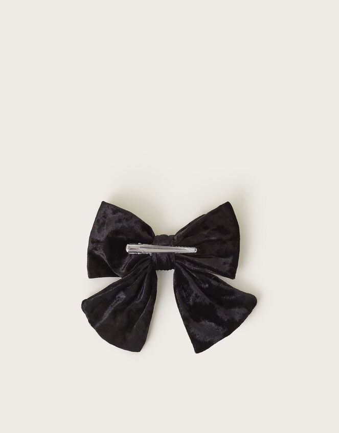 Velvet Diamante Bow Hair Clip, , large