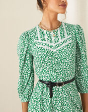 Mona Ditsy Floral Jersey Dress, Green (GREEN), large
