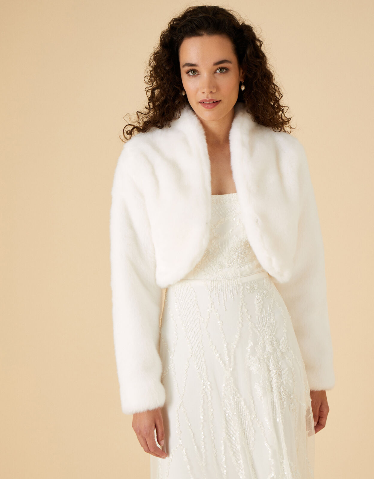 faux fur jacket bridal