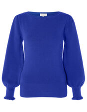 Scoop Neck Knit Jumper, Blue (COBALT), large