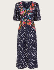 Rori Embroidered Tea Dress, Blue (NAVY), large