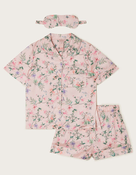 Satin Azalea Print Short Pyjamas, Pink (PINK), large