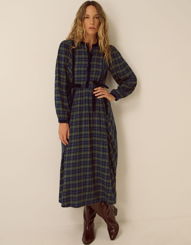 blue check midi dress Bella Velvet Print | Day Dresses wedding dresses for sister Avon Little Black Dress Size:40/32 while side pockets