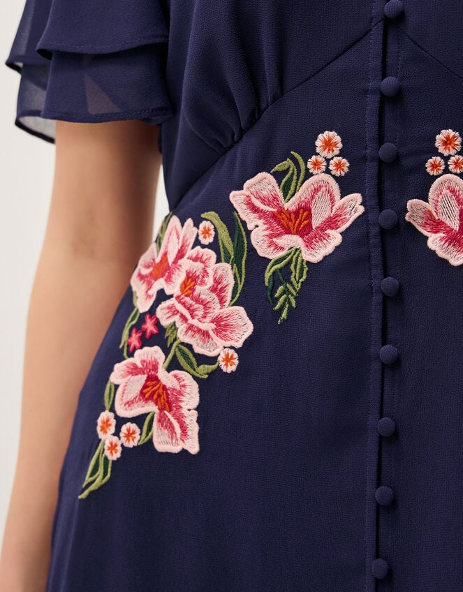 Coraline Floral Embroidered Midi Dress, Blue (NAVY), large