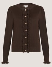 Ruby Frill Cardigan, Brown (CHOCOLATE), large