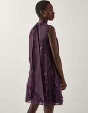 Cassidy Sleeveless Appliqué Mini Dress, Purple (PURPLE), large