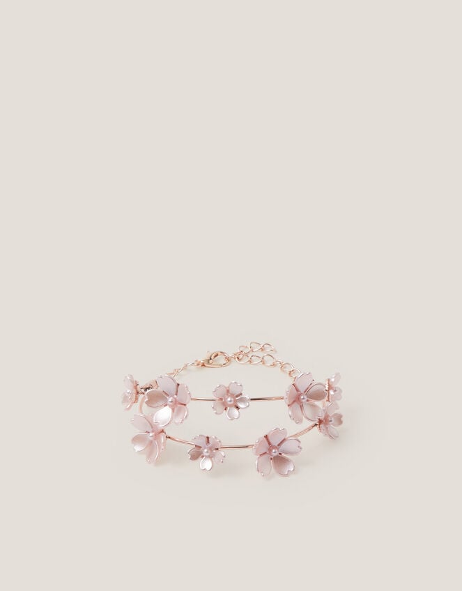 Flower Pearl Wire Cuff Bracelet, , large