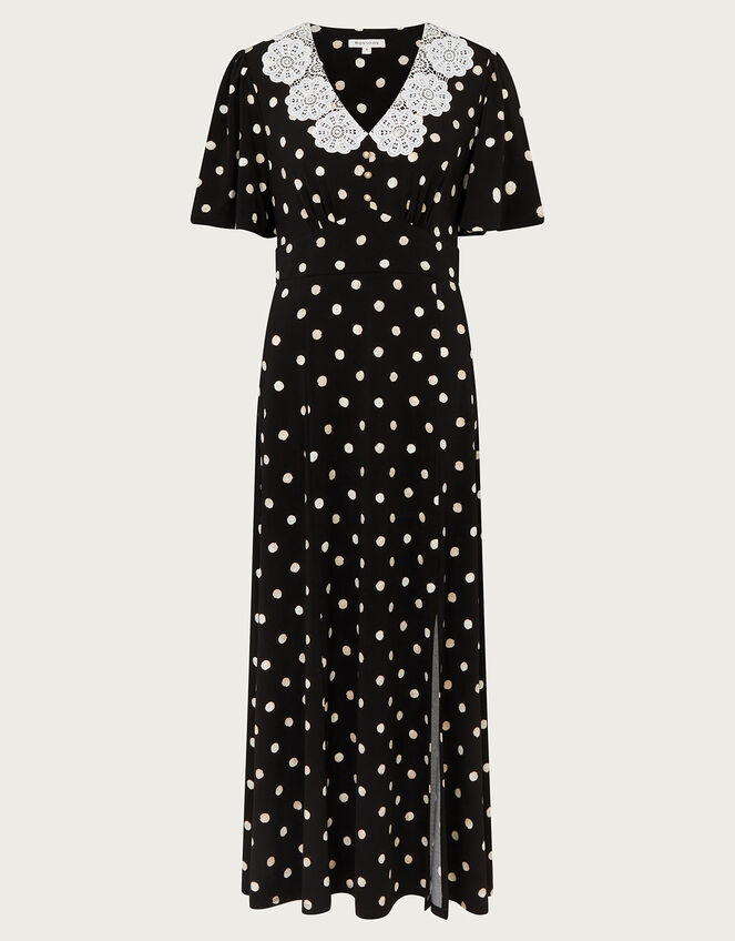Sally Spot Maxi Dress, Black (BLACK), large